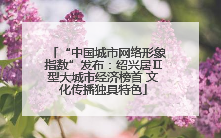 “中国城市网络形象指数”发布：绍兴居Ⅱ型大城市经济榜首 文化传播独具特色