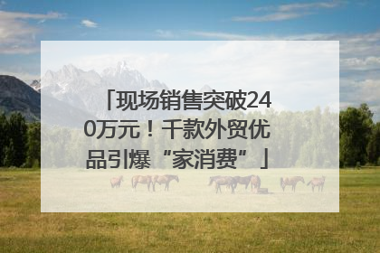 现场销售突破240万元！千款外贸优品引爆“家消费”