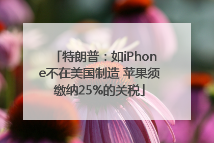 特朗普：如iPhone不在美国制造 苹果须缴纳25%的关税