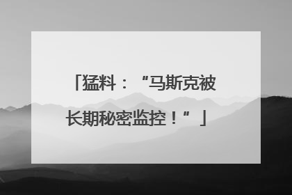 猛料：“马斯克被长期秘密监控！”
