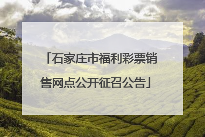 石家庄市福利彩票销售网点公开征召公告