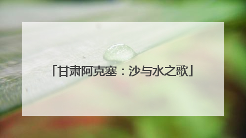 甘肃阿克塞：沙与水之歌