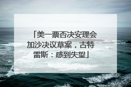 美一票否决安理会加沙决议草案，古特雷斯：感到失望