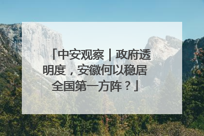中安观察｜政府透明度，安徽何以稳居全国第一方阵？