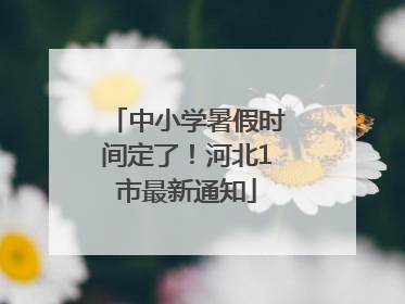 中小学暑假时间定了！河北1市最新通知