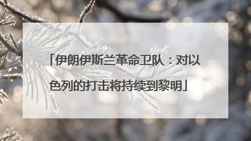 伊朗伊斯兰革命卫队：对以色列的打击将持续到黎明