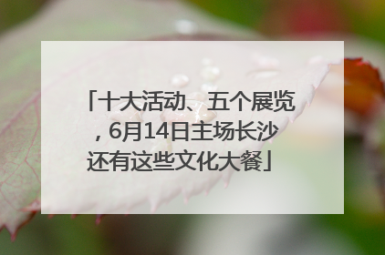 十大活动、五个展览，6月14日主场长沙还有这些文化大餐