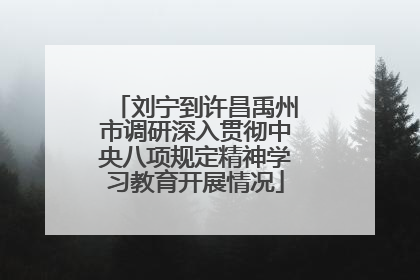 刘宁到许昌禹州市调研深入贯彻中央八项规定精神学习教育开展情况