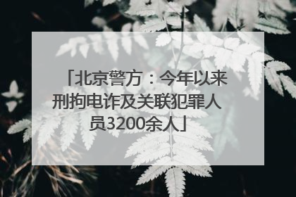 北京警方：今年以来刑拘电诈及关联犯罪人员3200余人
