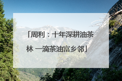 周利：十年深耕油茶林 一滴茶油富乡邻