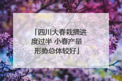 四川大春栽播进度过半 小春产量形势总体较好