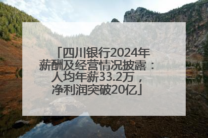 四川银行2024年薪酬及经营情况披露：人均年薪33.2万，净利润突破20亿