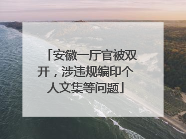安徽一厅官被双开，涉违规编印个人文集等问题