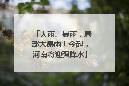 大雨、暴雨，局部大暴雨！今起，河南将迎强降水