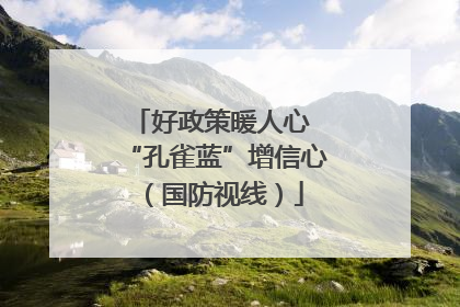 好政策暖人心 “孔雀蓝”增信心（国防视线）