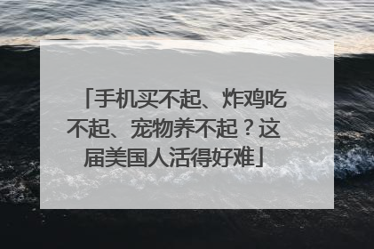 手机买不起、炸鸡吃不起、宠物养不起？这届美国人活得好难