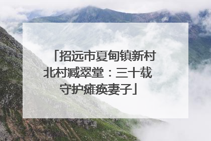 招远市夏甸镇新村北村臧翠堂：三十载守护瘫痪妻子