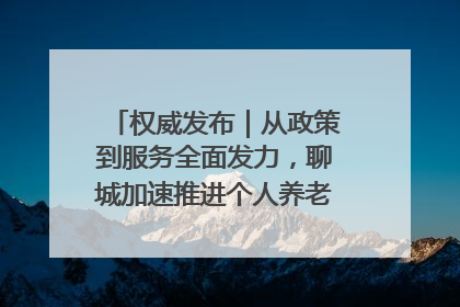 权威发布｜从政策到服务全面发力，聊城加速推进个人养老金制度落地