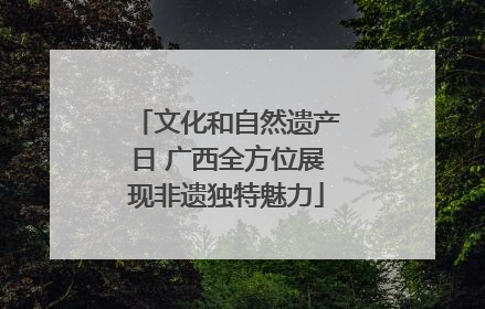 文化和自然遗产日 广西全方位展现非遗独特魅力
