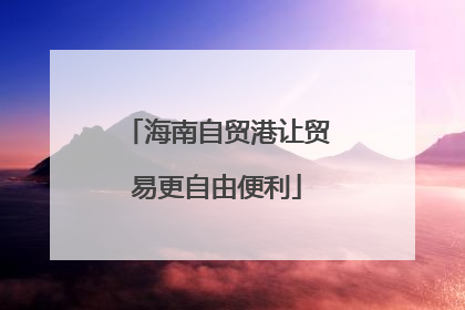 海南自贸港让贸易更自由便利