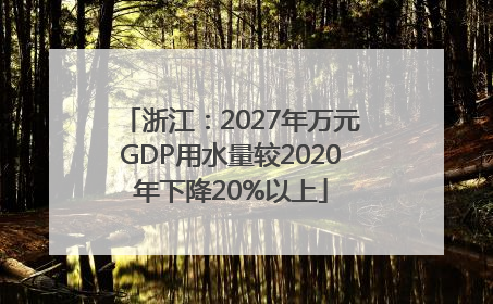浙江：2027年万元GDP用水量较2020年下降20%以上