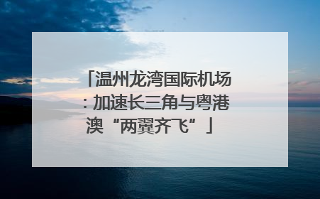 温州龙湾国际机场：加速长三角与粤港澳“两翼齐飞”