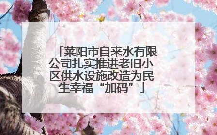 莱阳市自来水有限公司扎实推进老旧小区供水设施改造为民生幸福“加码”