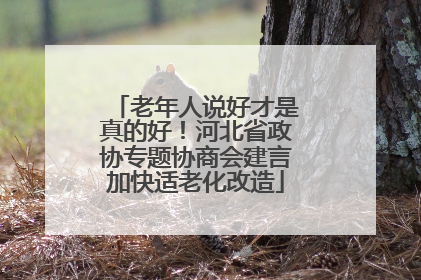 老年人说好才是真的好！河北省政协专题协商会建言加快适老化改造