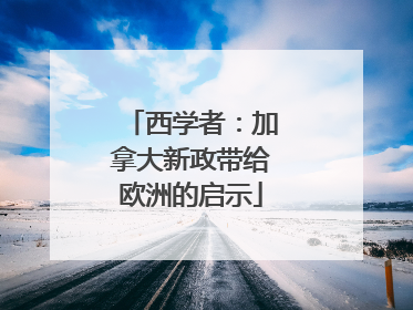 西学者：加拿大新政带给欧洲的启示