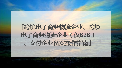 跨境电子商务物流企业、跨境电子商务物流企业（仅B2B）、支付企业备案操作指南