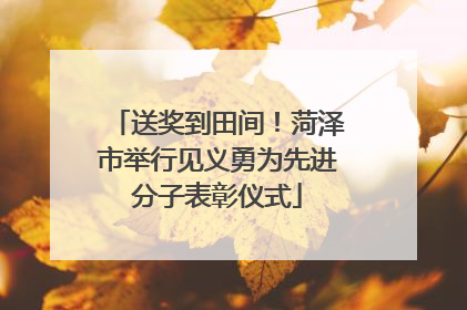 送奖到田间！菏泽市举行见义勇为先进分子表彰仪式