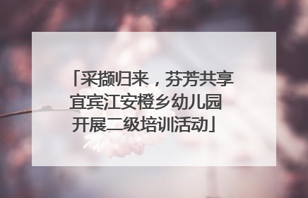 采撷归来，芬芳共享 宜宾江安橙乡幼儿园开展二级培训活动