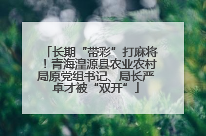 长期“带彩”打麻将！青海湟源县农业农村局原党组书记、局长严卓才被“双开”