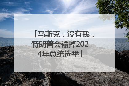 马斯克：没有我，特朗普会输掉2024年总统选举